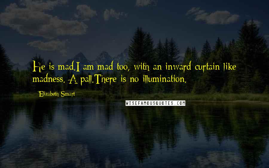 Elizabeth Smart Quotes: He is mad.I am mad too, with an inward curtain-like madness. A pall.There is no illumination.