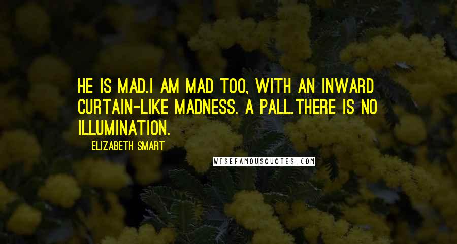 Elizabeth Smart Quotes: He is mad.I am mad too, with an inward curtain-like madness. A pall.There is no illumination.