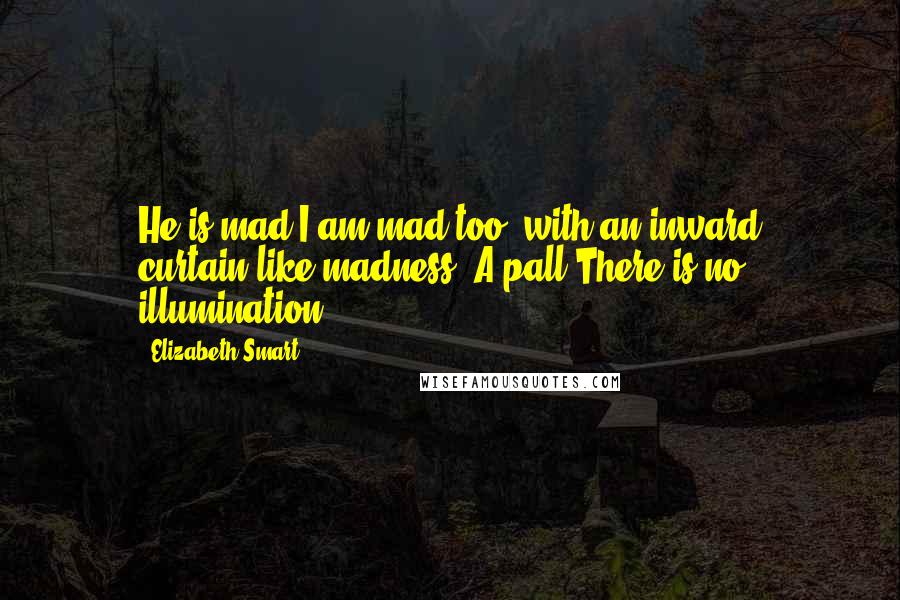 Elizabeth Smart Quotes: He is mad.I am mad too, with an inward curtain-like madness. A pall.There is no illumination.