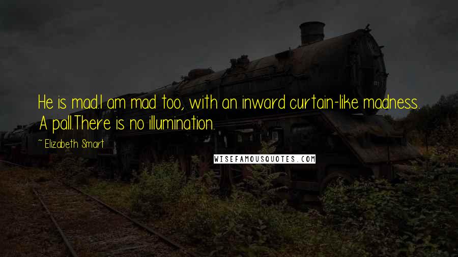 Elizabeth Smart Quotes: He is mad.I am mad too, with an inward curtain-like madness. A pall.There is no illumination.