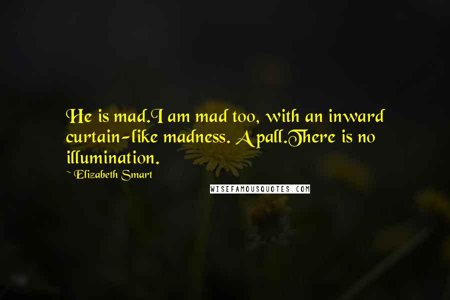 Elizabeth Smart Quotes: He is mad.I am mad too, with an inward curtain-like madness. A pall.There is no illumination.