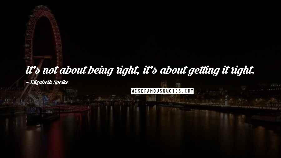 Elizabeth Spelke Quotes: It's not about being right, it's about getting it right.