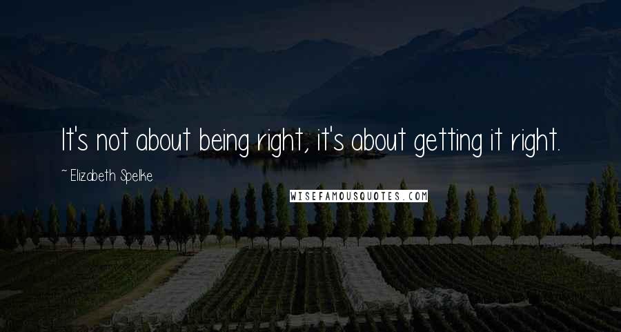 Elizabeth Spelke Quotes: It's not about being right, it's about getting it right.