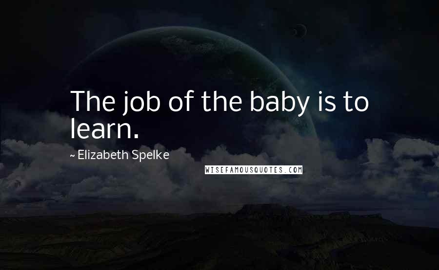 Elizabeth Spelke Quotes: The job of the baby is to learn.