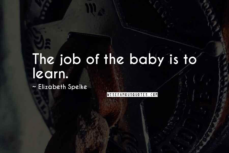 Elizabeth Spelke Quotes: The job of the baby is to learn.