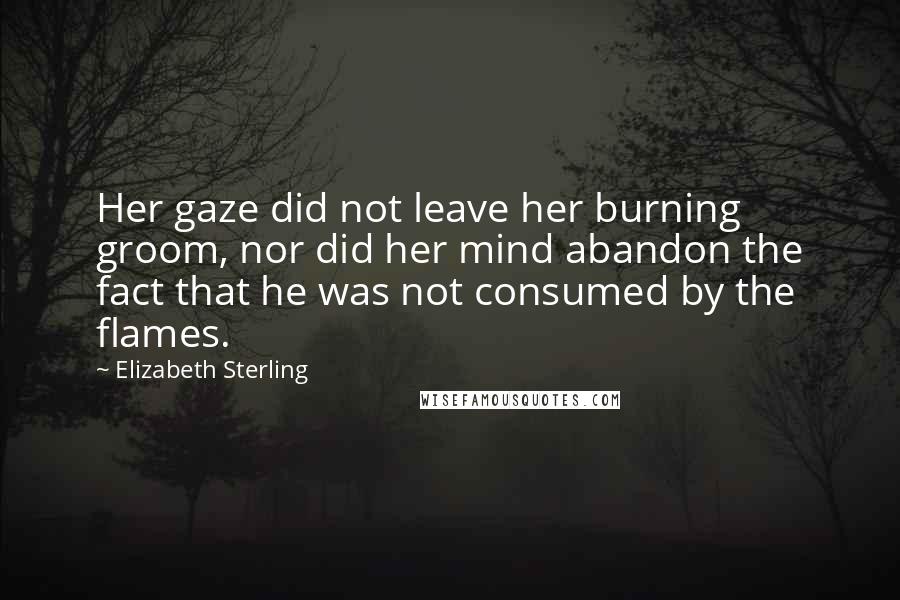 Elizabeth Sterling Quotes: Her gaze did not leave her burning groom, nor did her mind abandon the fact that he was not consumed by the flames.
