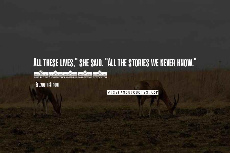 Elizabeth Strout Quotes: All these lives," she said. "All the stories we never know." (125)
