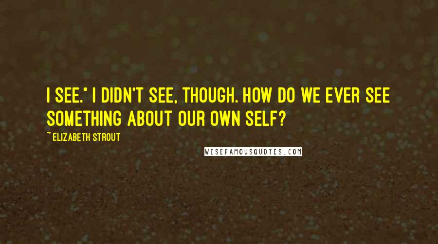 Elizabeth Strout Quotes: I see." I didn't see, though. How do we ever see something about our own self?