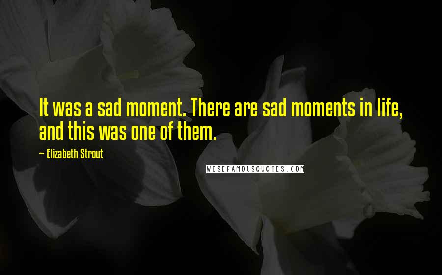 Elizabeth Strout Quotes: It was a sad moment. There are sad moments in life, and this was one of them.