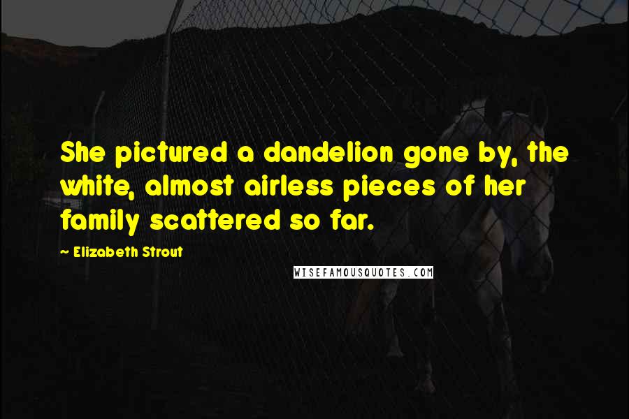 Elizabeth Strout Quotes: She pictured a dandelion gone by, the white, almost airless pieces of her family scattered so far.