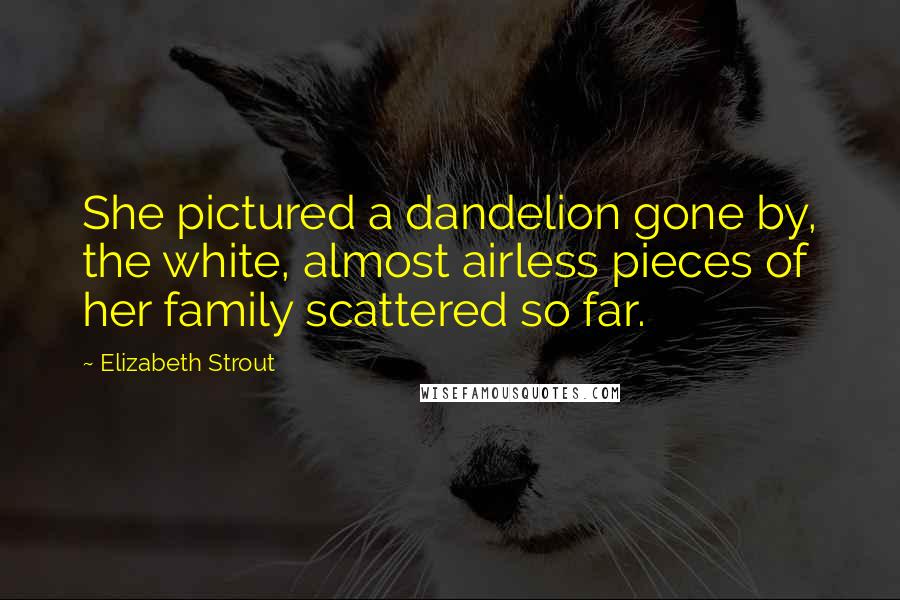 Elizabeth Strout Quotes: She pictured a dandelion gone by, the white, almost airless pieces of her family scattered so far.