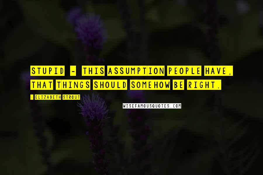 Elizabeth Strout Quotes: Stupid - this assumption people have, that things should somehow be right.