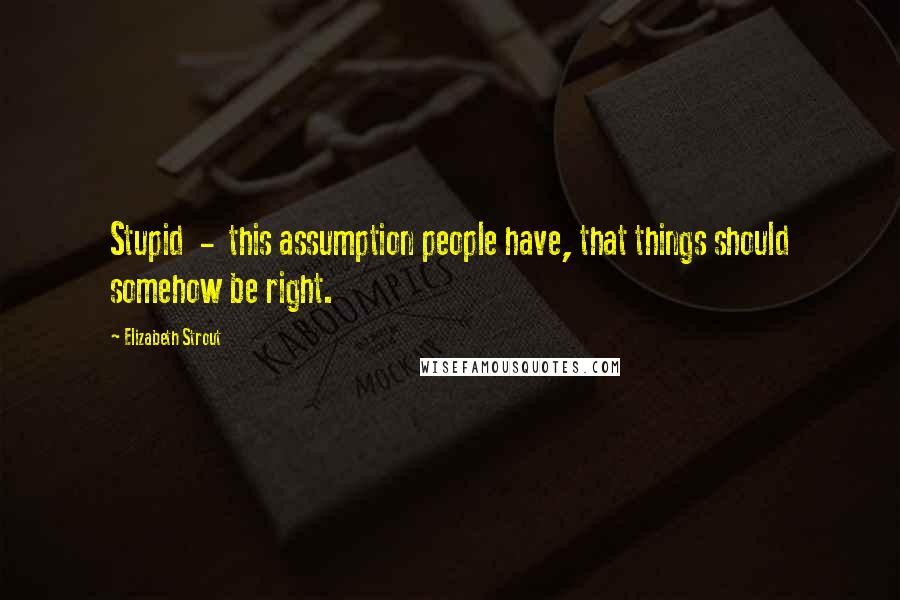 Elizabeth Strout Quotes: Stupid - this assumption people have, that things should somehow be right.