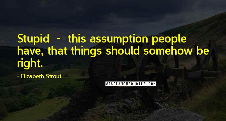 Elizabeth Strout Quotes: Stupid - this assumption people have, that things should somehow be right.