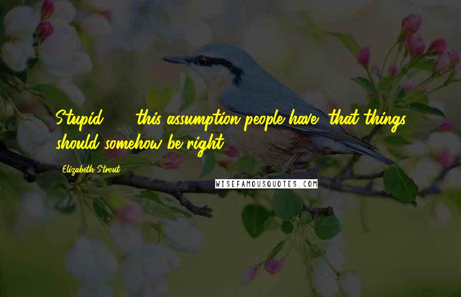 Elizabeth Strout Quotes: Stupid - this assumption people have, that things should somehow be right.
