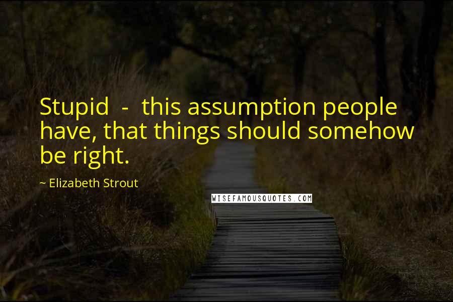 Elizabeth Strout Quotes: Stupid - this assumption people have, that things should somehow be right.