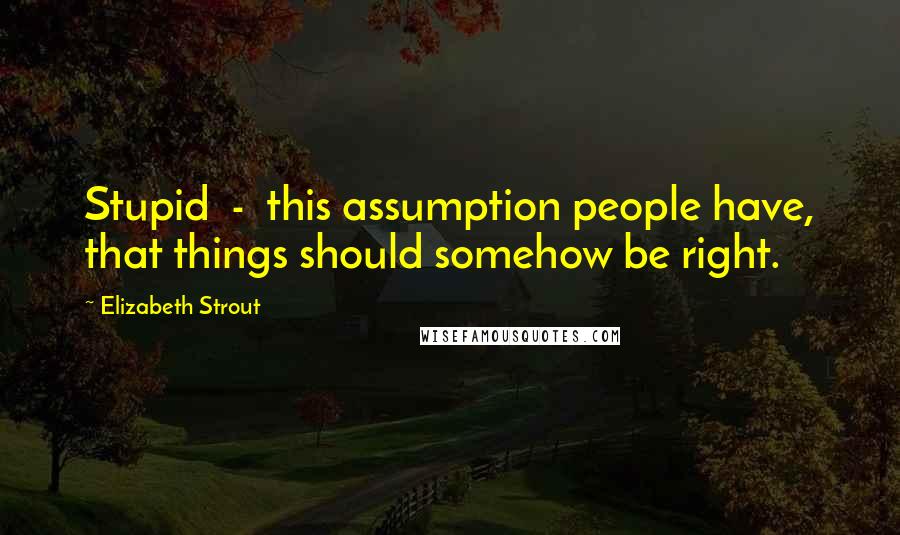 Elizabeth Strout Quotes: Stupid - this assumption people have, that things should somehow be right.