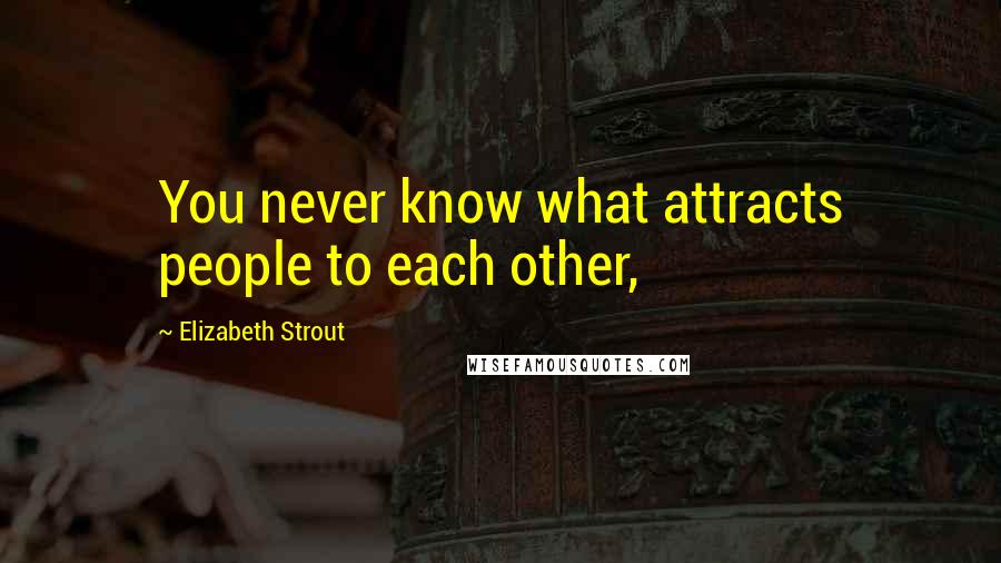 Elizabeth Strout Quotes: You never know what attracts people to each other,