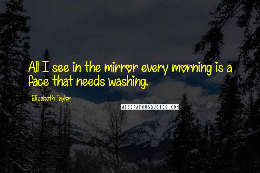 Elizabeth Taylor Quotes: All I see in the mirror every morning is a face that needs washing.