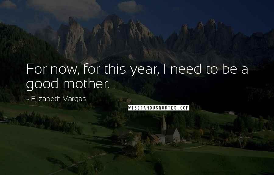 Elizabeth Vargas Quotes: For now, for this year, I need to be a good mother.