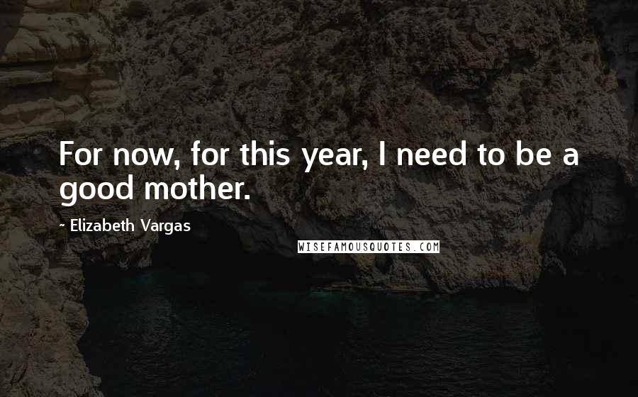 Elizabeth Vargas Quotes: For now, for this year, I need to be a good mother.