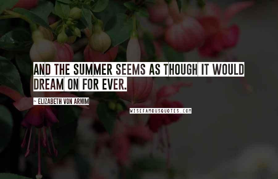 Elizabeth Von Arnim Quotes: And the summer seems as though it would dream on for ever.