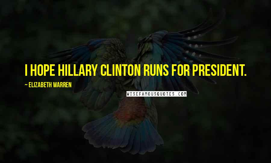 Elizabeth Warren Quotes: I hope Hillary Clinton runs for president.