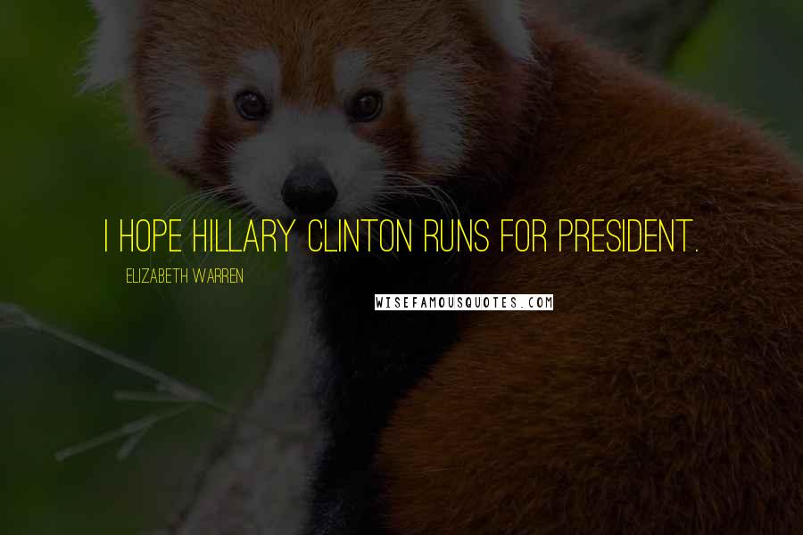Elizabeth Warren Quotes: I hope Hillary Clinton runs for president.