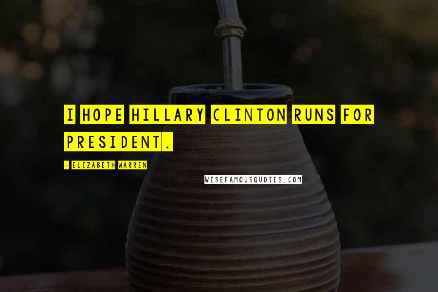 Elizabeth Warren Quotes: I hope Hillary Clinton runs for president.