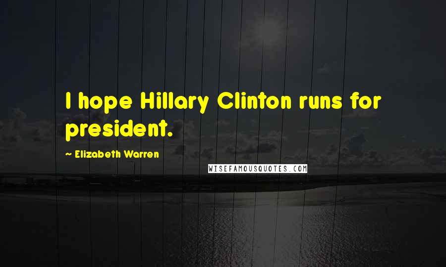 Elizabeth Warren Quotes: I hope Hillary Clinton runs for president.
