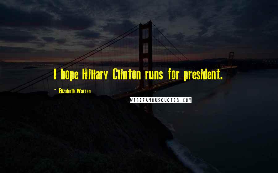 Elizabeth Warren Quotes: I hope Hillary Clinton runs for president.
