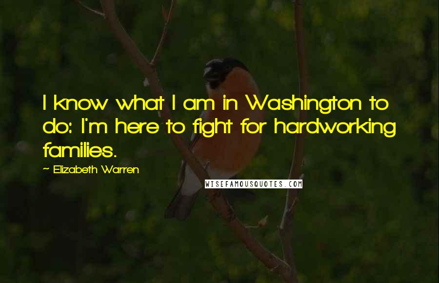 Elizabeth Warren Quotes: I know what I am in Washington to do: I'm here to fight for hardworking families.