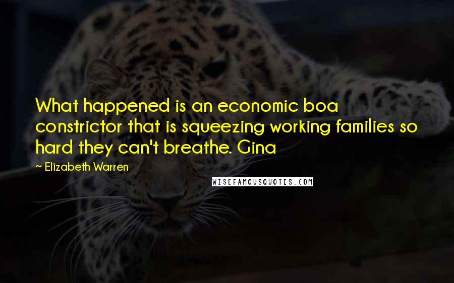 Elizabeth Warren Quotes: What happened is an economic boa constrictor that is squeezing working families so hard they can't breathe. Gina