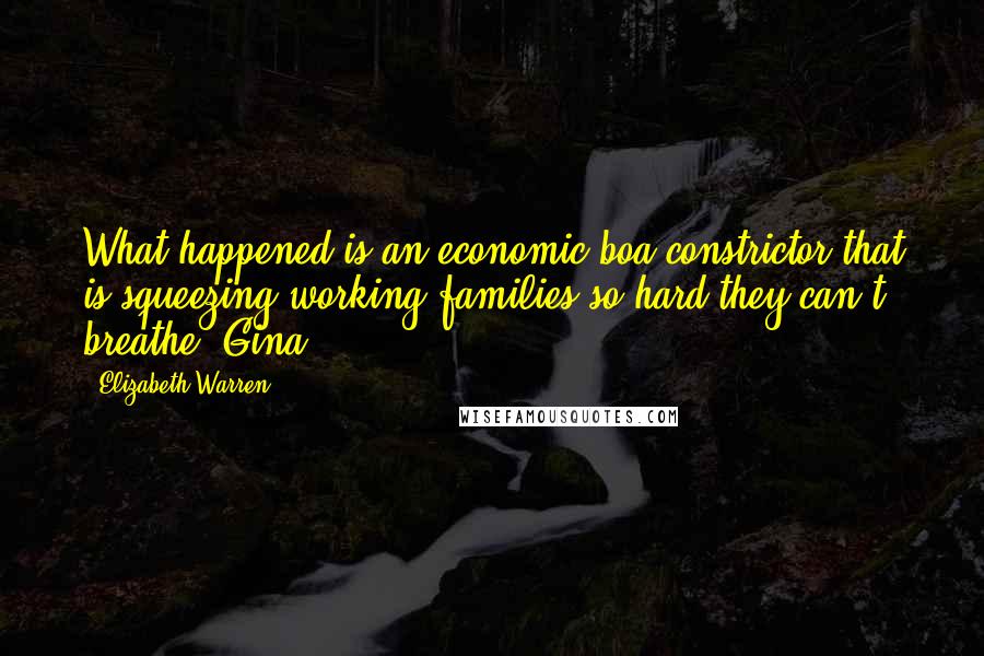 Elizabeth Warren Quotes: What happened is an economic boa constrictor that is squeezing working families so hard they can't breathe. Gina