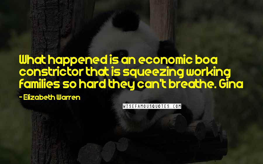 Elizabeth Warren Quotes: What happened is an economic boa constrictor that is squeezing working families so hard they can't breathe. Gina