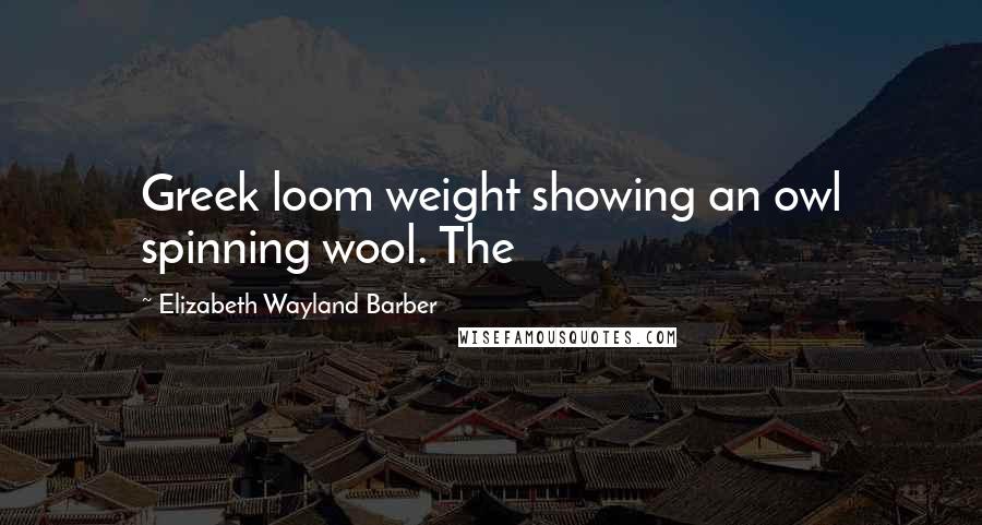 Elizabeth Wayland Barber Quotes: Greek loom weight showing an owl spinning wool. The