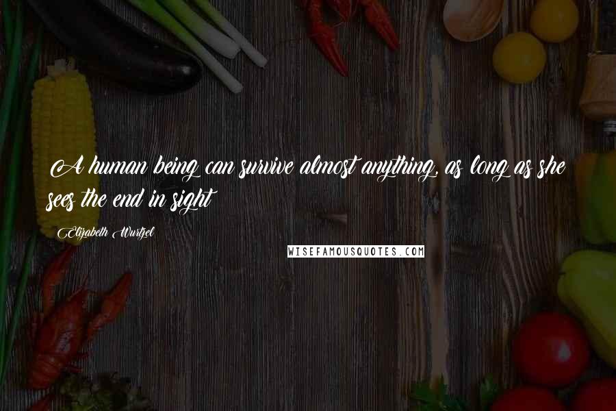 Elizabeth Wurtzel Quotes: A human being can survive almost anything, as long as she sees the end in sight!