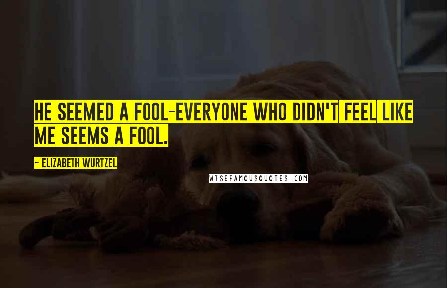 Elizabeth Wurtzel Quotes: He seemed a fool-everyone who didn't feel like me seems a fool.
