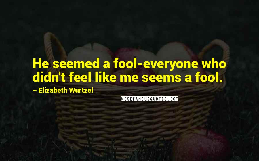 Elizabeth Wurtzel Quotes: He seemed a fool-everyone who didn't feel like me seems a fool.
