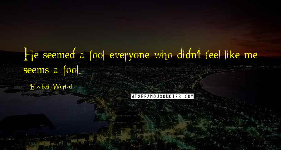 Elizabeth Wurtzel Quotes: He seemed a fool-everyone who didn't feel like me seems a fool.