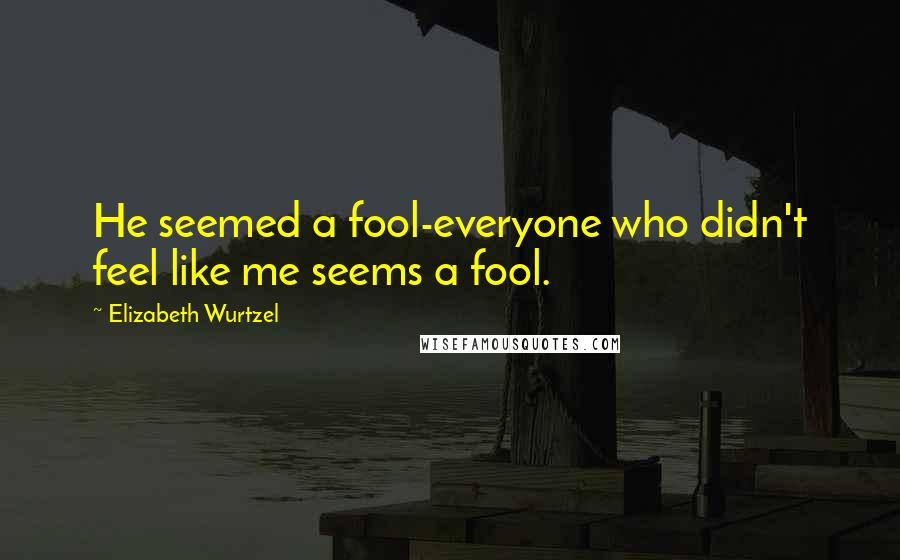 Elizabeth Wurtzel Quotes: He seemed a fool-everyone who didn't feel like me seems a fool.