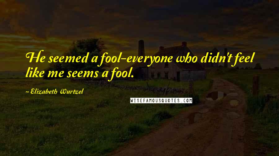 Elizabeth Wurtzel Quotes: He seemed a fool-everyone who didn't feel like me seems a fool.