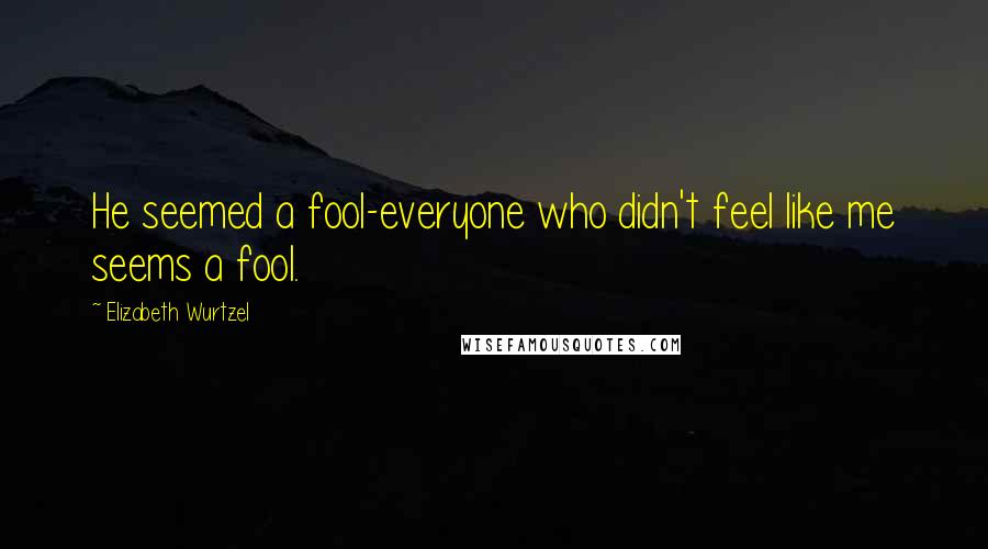 Elizabeth Wurtzel Quotes: He seemed a fool-everyone who didn't feel like me seems a fool.