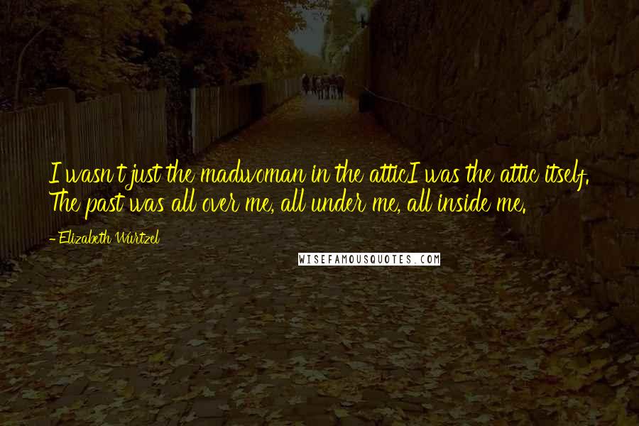 Elizabeth Wurtzel Quotes: I wasn't just the madwoman in the atticI was the attic itself. The past was all over me, all under me, all inside me.