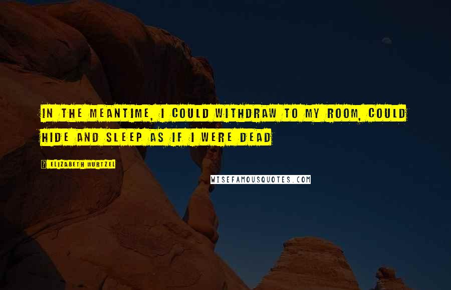 Elizabeth Wurtzel Quotes: In the meantime, I could withdraw to my room, could hide and sleep as if I were dead