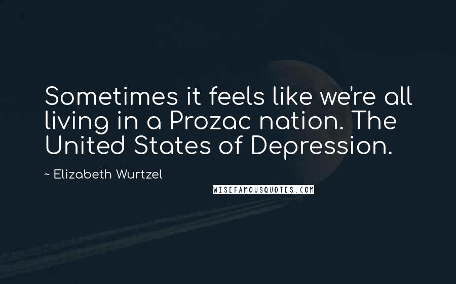Elizabeth Wurtzel Quotes: Sometimes it feels like we're all living in a Prozac nation. The United States of Depression.
