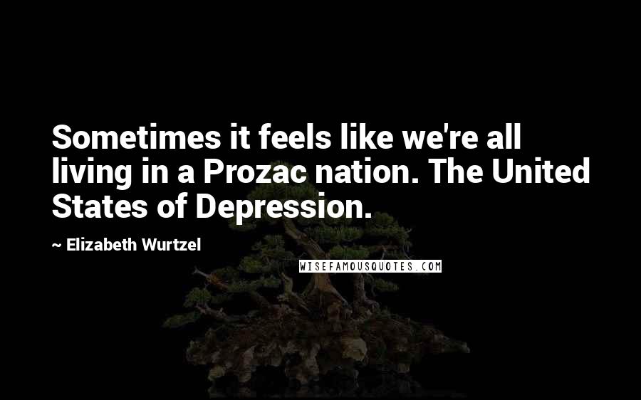 Elizabeth Wurtzel Quotes: Sometimes it feels like we're all living in a Prozac nation. The United States of Depression.