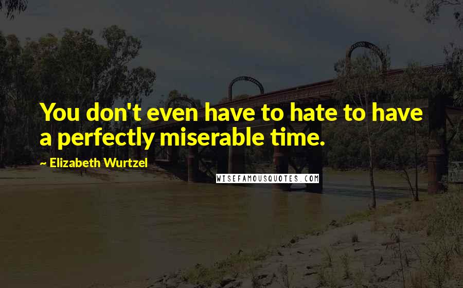 Elizabeth Wurtzel Quotes: You don't even have to hate to have a perfectly miserable time.