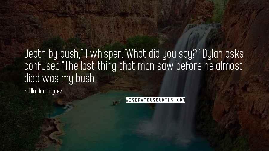 Ella Dominguez Quotes: Death by bush," I whisper."What did you say?" Dylan asks confused."The last thing that man saw before he almost died was my bush.