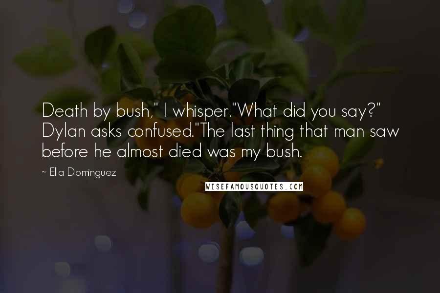 Ella Dominguez Quotes: Death by bush," I whisper."What did you say?" Dylan asks confused."The last thing that man saw before he almost died was my bush.